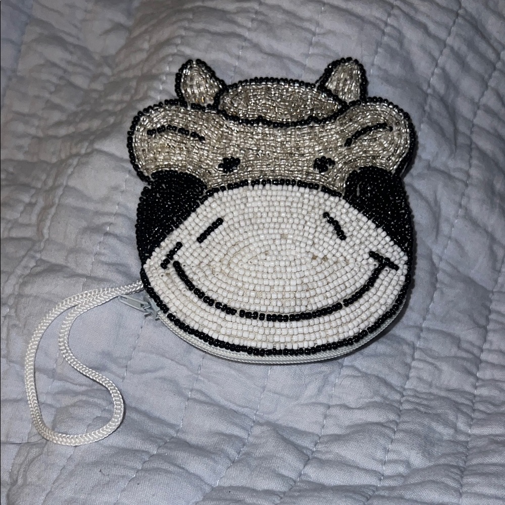 Charming Cow Beaded Kids Coin Bag